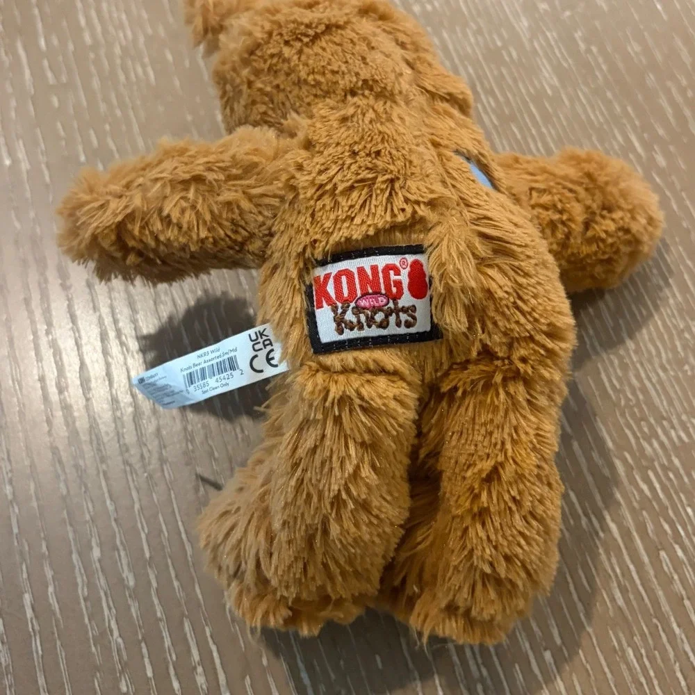 KONG Wild Knots Bear Dog Toy Brown Squeaky Plush Knotted Rope Small Medium NKR3